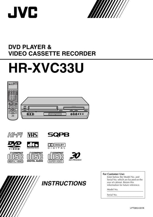 JVC HRXVC30U HRXVC33U DVD/VCR Combo Player Operating Manual