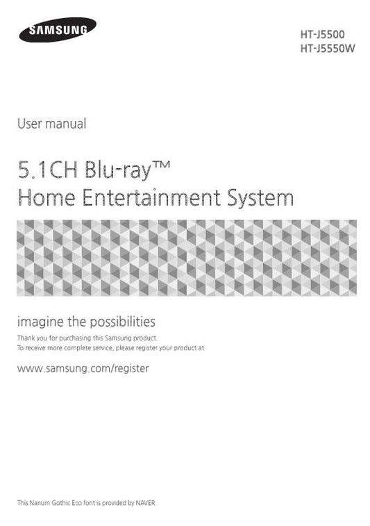 Samsung HTJ5500 HTJ5550W Blu-Ray & Home Theater System Operating Manual