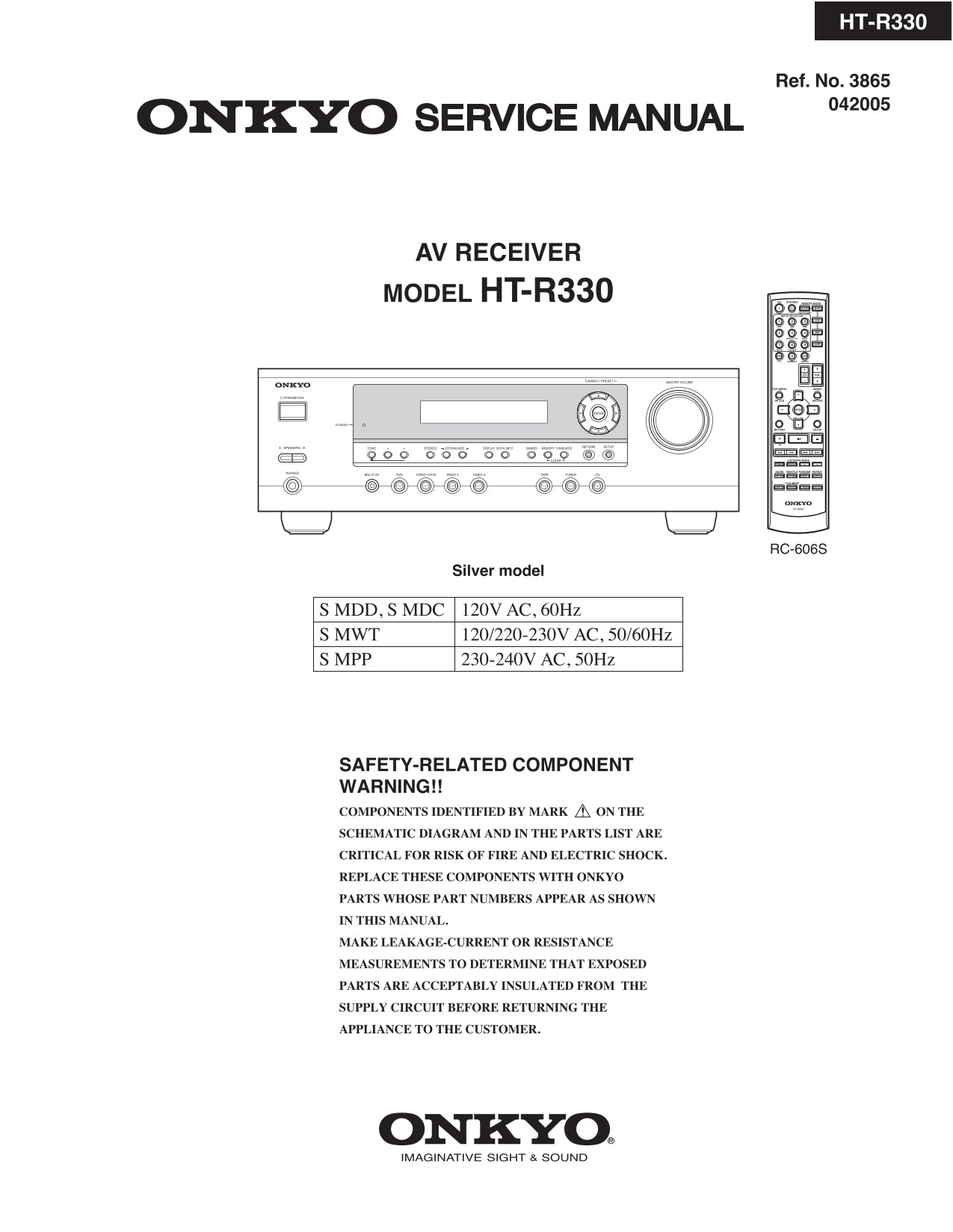 Onkyo HT-R330 AV Receiver Service Manual (Pages: 76)