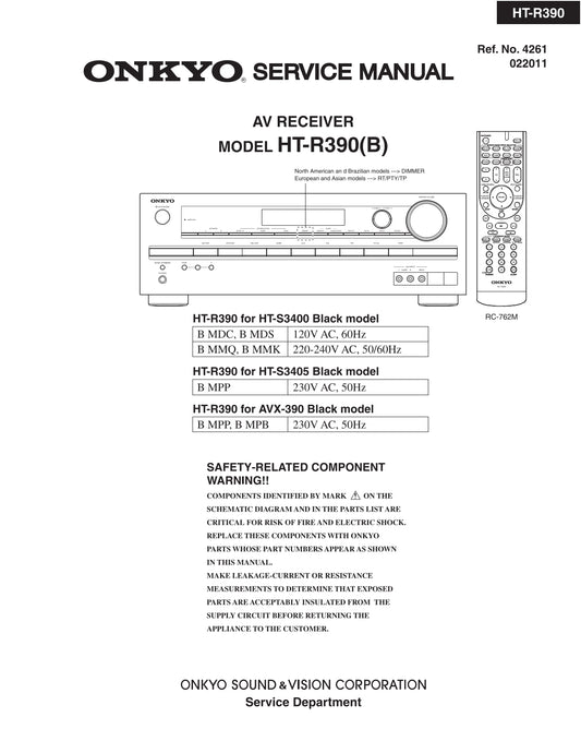 Onkyo HT-R390 AV Receiver Service Manual (Pages: 105)