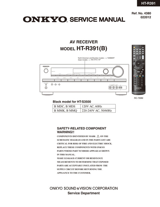 Onkyo HT-R391 & HT-S3500 AV Receiver Service Manual (Pages: 82)
