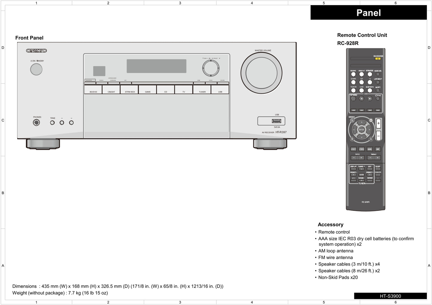 Onkyo HT-R397 & HT-S3900 AV Receiver Service Manual (Pages: 82)