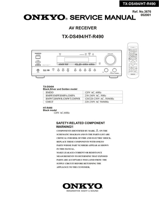 Onkyo HT-R490, HT-S760 & TX-DS494 AV Receiver Service Manual (Pages: 33)