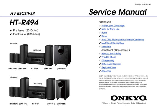 Onkyo HT-R494 AV Receiver Service Manual (Pages: 108)