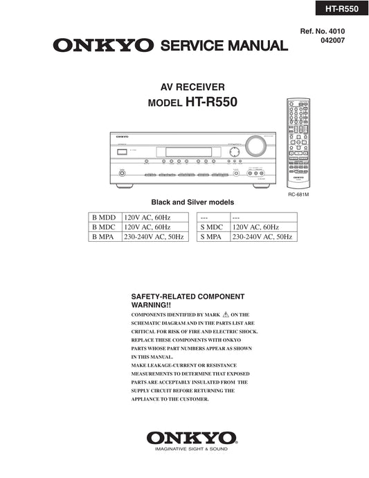 Onkyo HT-R550 & HT-SR800 AV Receiver Service Manual (Pages: 165)