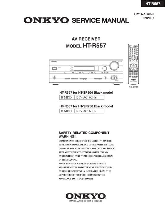 Onkyo HT-R557 & HT-SR750 AV Receiver Service Manual (Pages: 145)