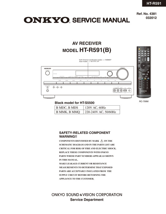 Onkyo HT-R591 AV Receiver Service Manual (Pages: 78)