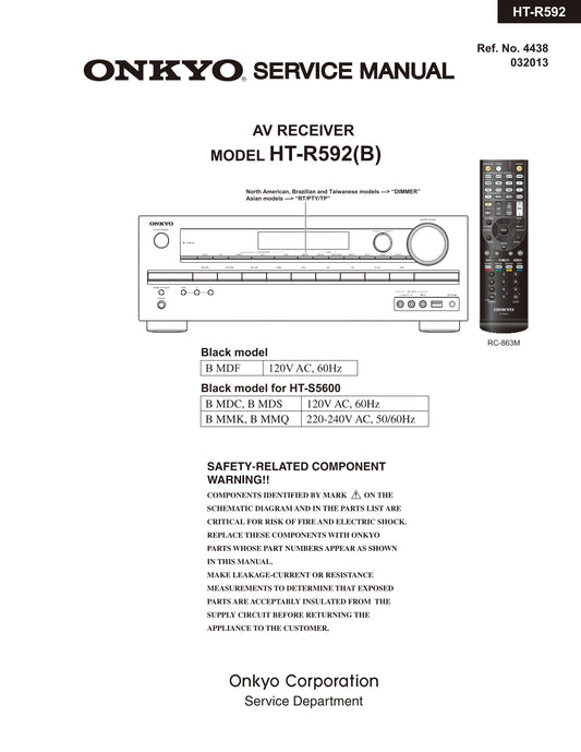 Onkyo HT-R592 AV Receiver Service Manual (Pages: 63)