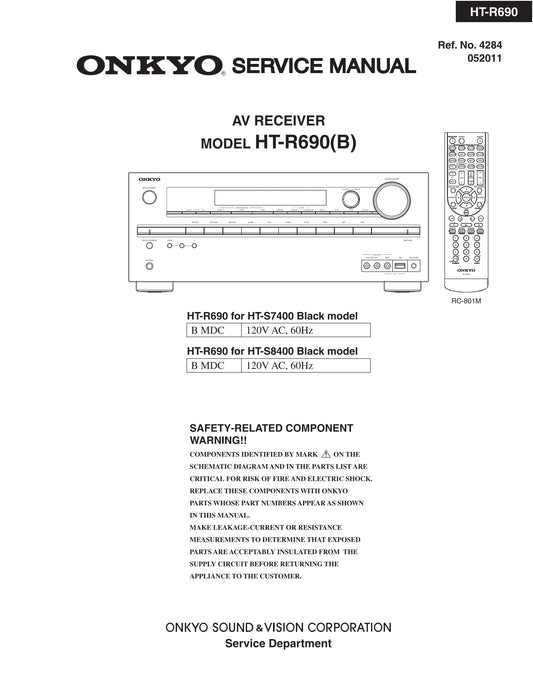 Onkyo HT-R690 & HT-S7400 AV Receiver Service Manual (Pages: 130)