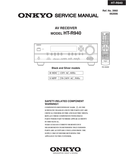 Onkyo HT-R940 AV Receiver Service Manual (Pages: 129)