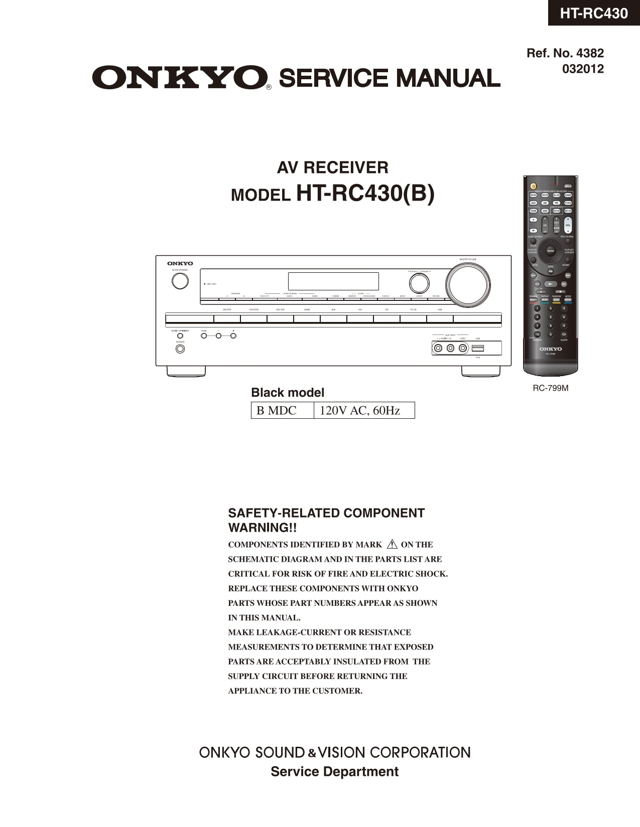 Onkyo HT-RC430 AV Receiver Service Manual (Pages: 86)