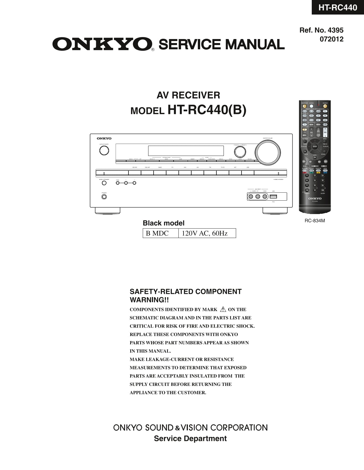 Onkyo HT-RC440 AV Receiver Service Manual (Pages: 108)