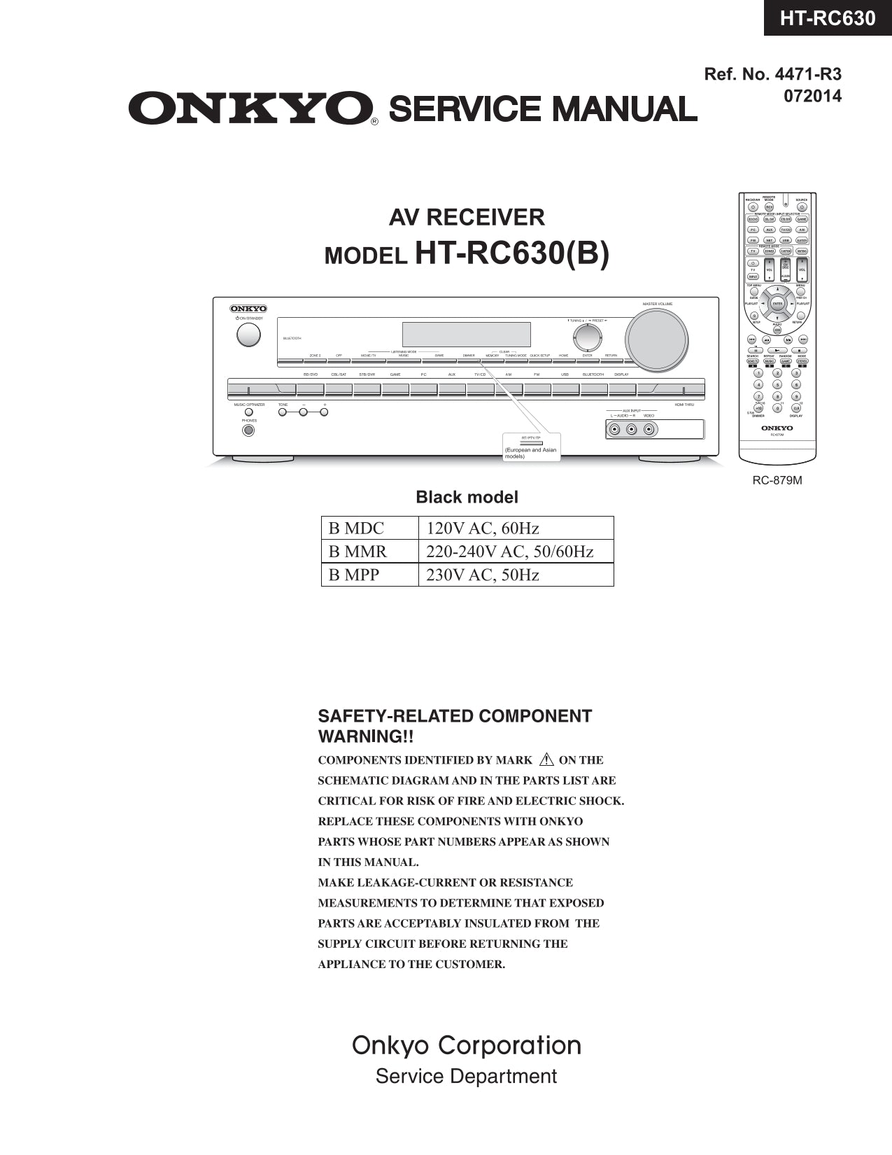 Onkyo HT-RC630 AV Receiver Service Manual (Pages: 79)