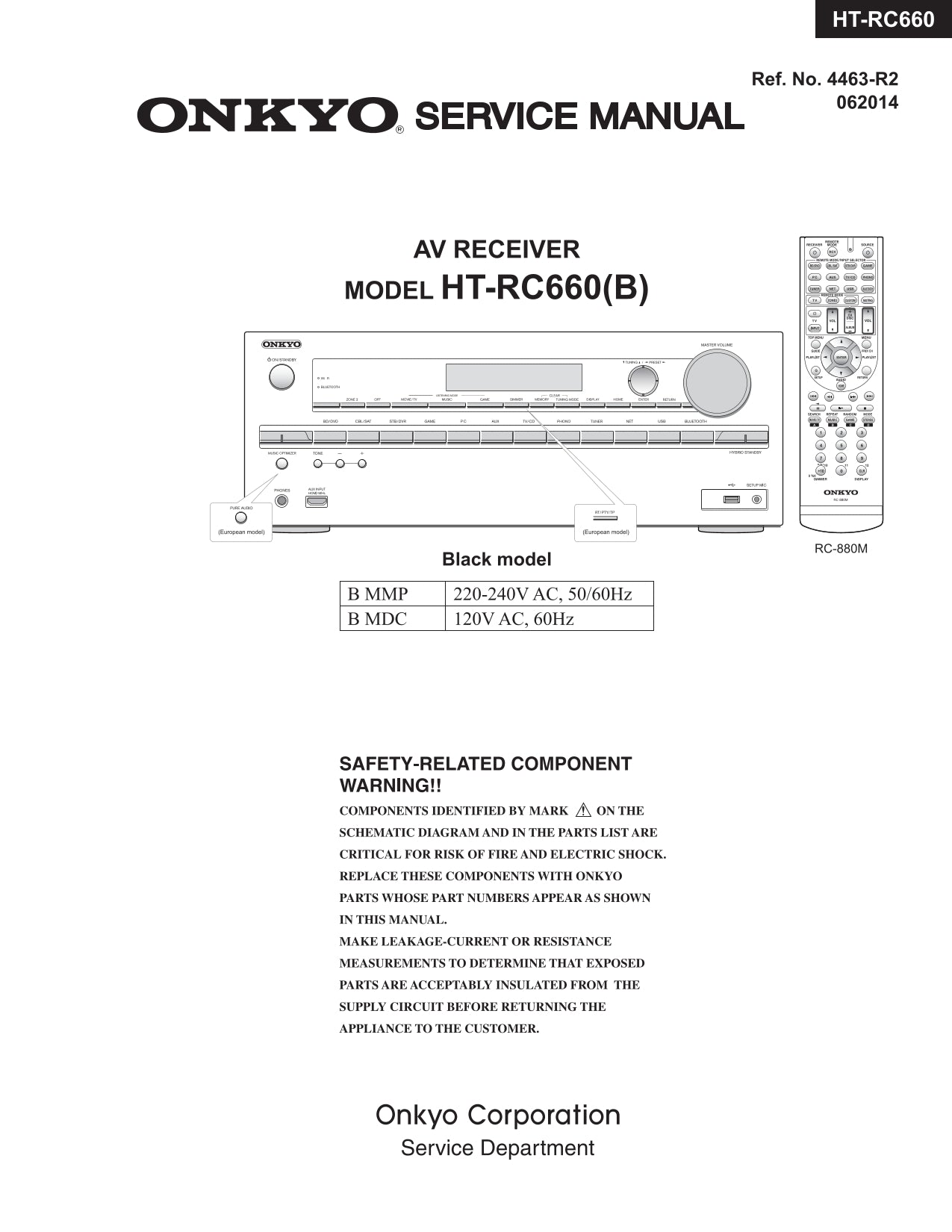 Onkyo HT-RC660 AV Receiver Service Manual (Pages: 108)