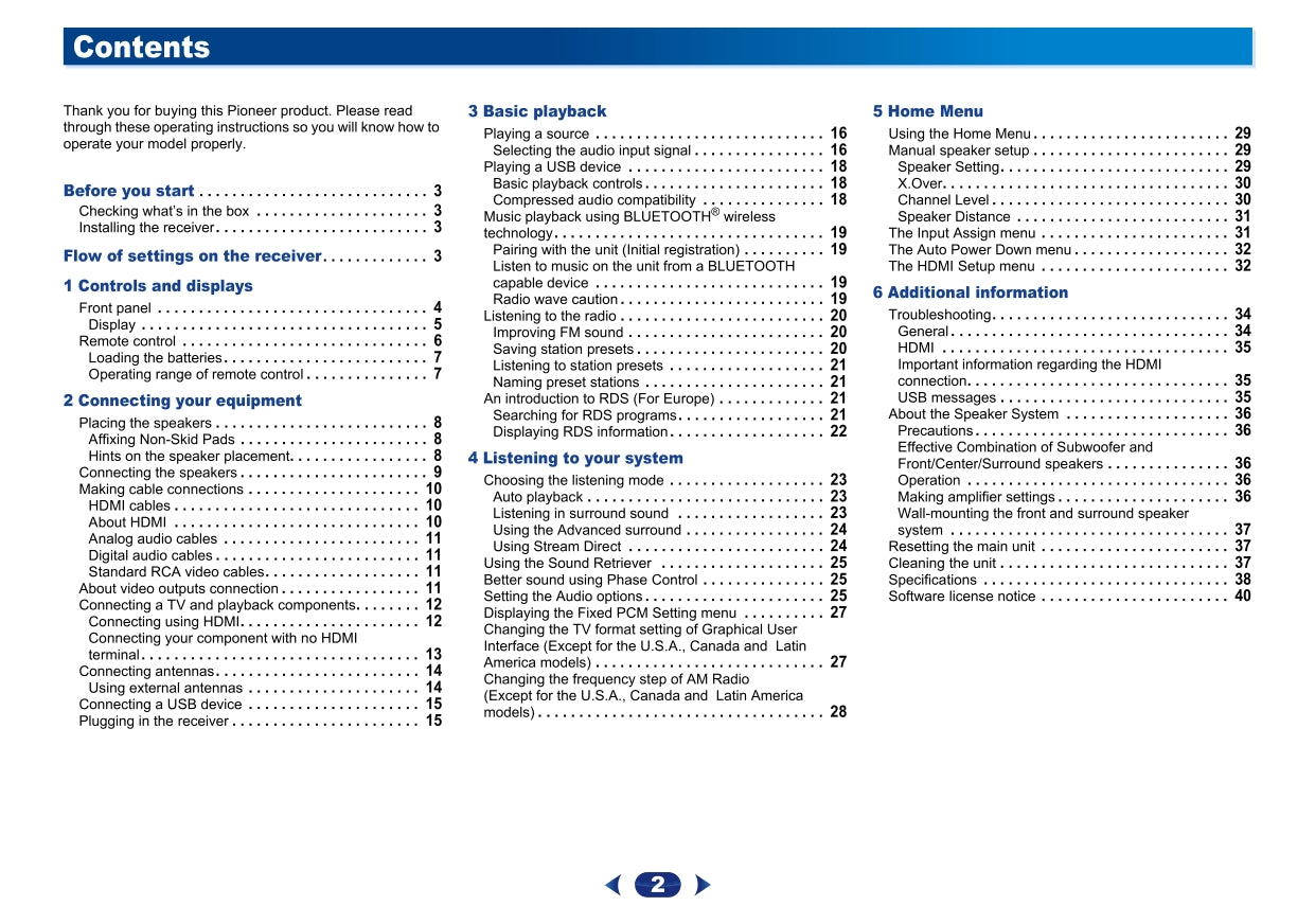 Pioneer HTP-074 & VSX-325 Home Theater System Owner/ User Manual (Pages: 42)