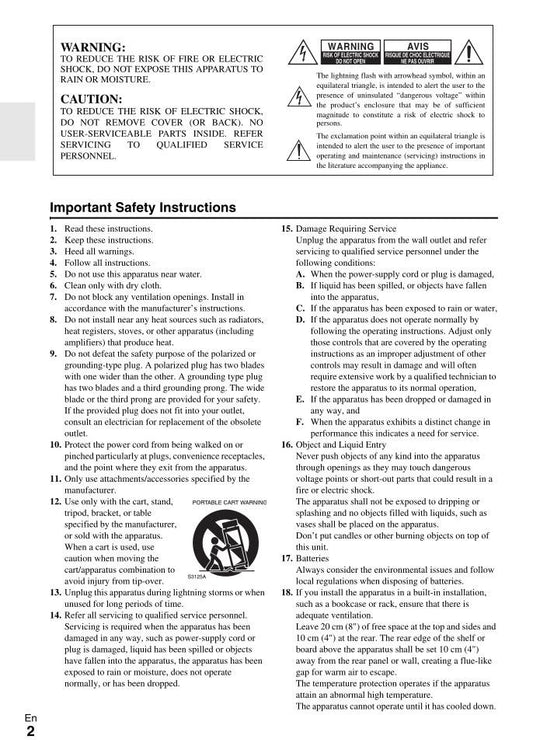 Onkyo AVX-290 HT-R290 HT-R390 Audio/Video Receiver Operating Manual