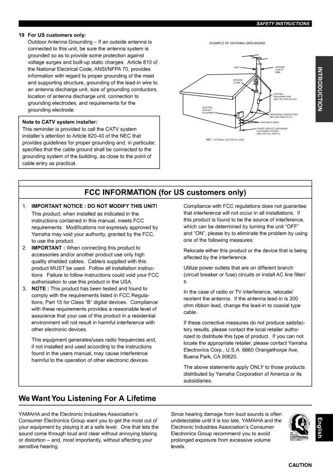 Yamaha HTR5240 Audio/Video Receiver Operating Manual