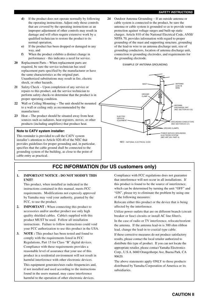 Yamaha HTR5540 Audio/Video Receiver Operating Manual