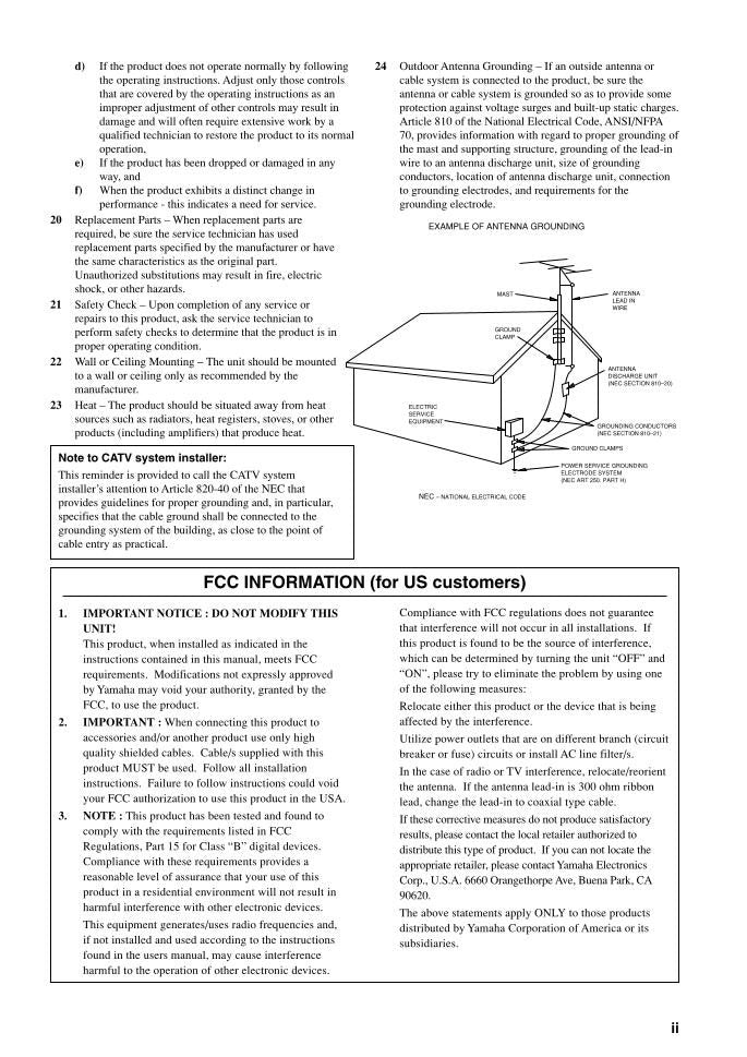 Yamaha HTR5830 HTR5830SL Audio/Video Receiver Operating Manual