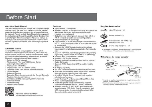 Onkyo HT-R693 Audio/Video Receiver Operating Manual