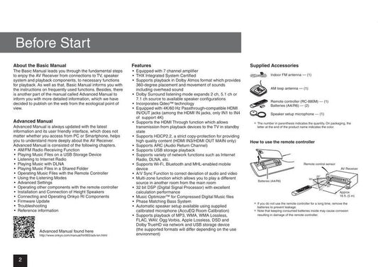 Onkyo HT-R993 HT-S9700THX Audio/Video Receiver Operating Manual