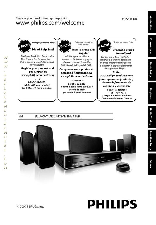 Philips HTS5100B/F7 Home Theater System Operating Manual