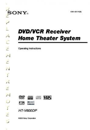 Sony HTV600 D DP P Audio/Video Receiver Operating Manual