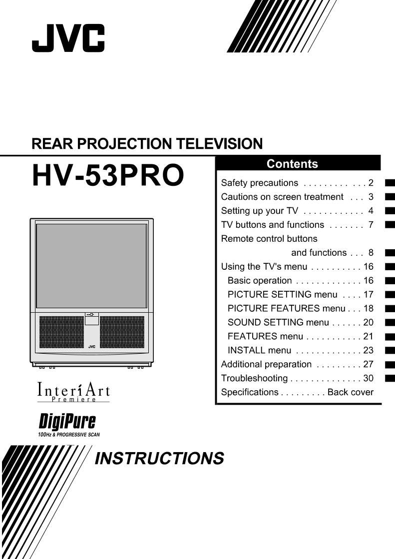 JVC HV29LPZ HV34LPZ HV53PRO TV Operating Manual
