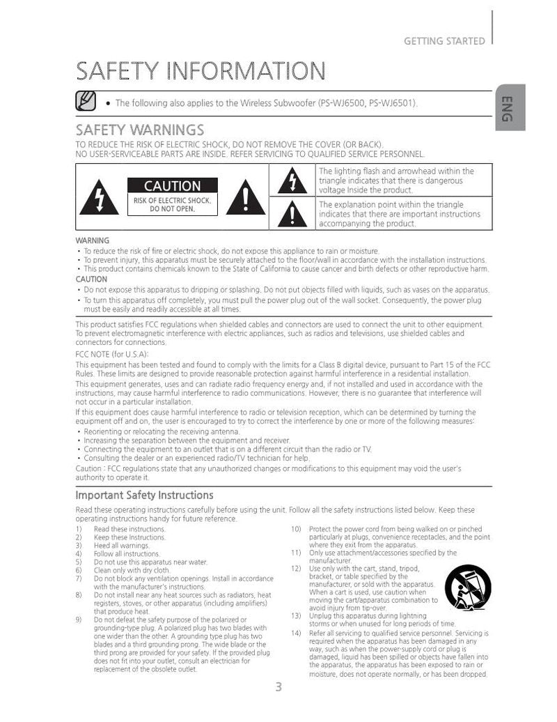 Samsung HWJ6500 Sound Bar System Operating Manual