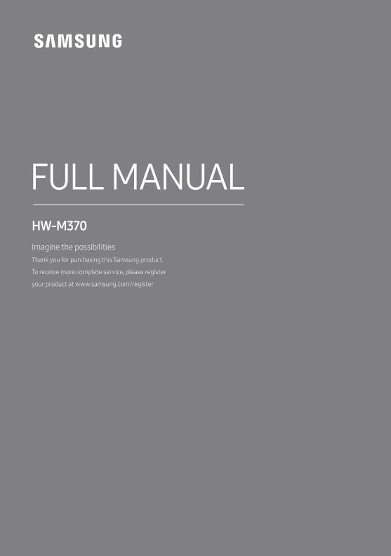 Samsung HW-M370/ZA Sound Bar System Operating Manual