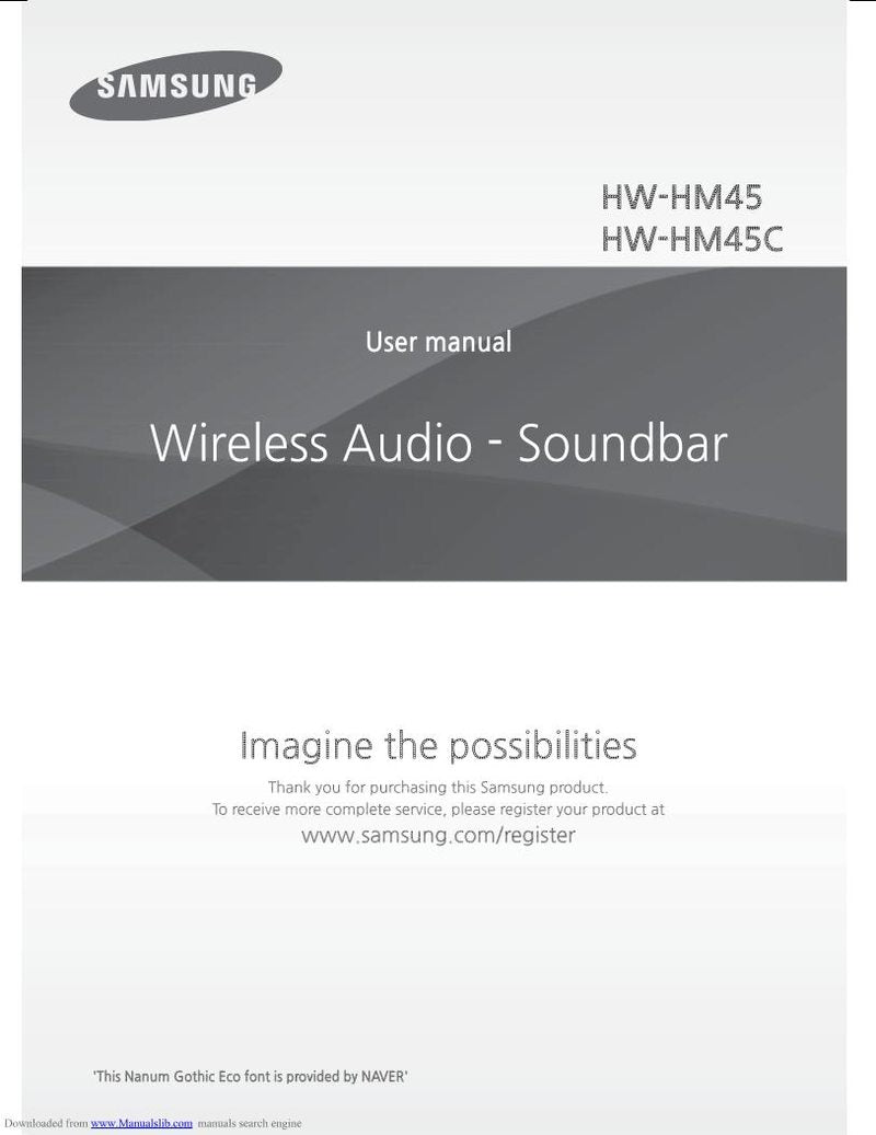 Samsung HWHM45C/ZA Sound Bar System Operating Manual