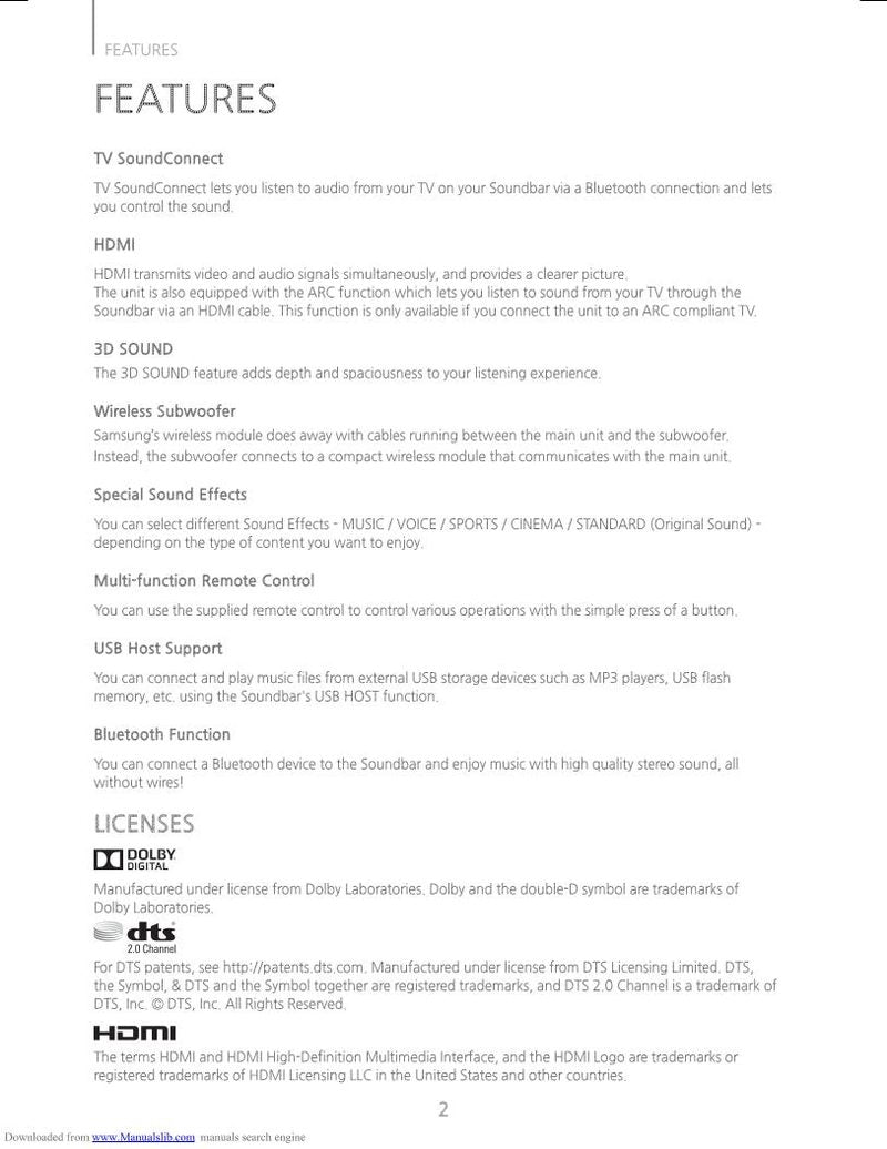 Samsung HWHM45C/ZA Sound Bar System Operating Manual