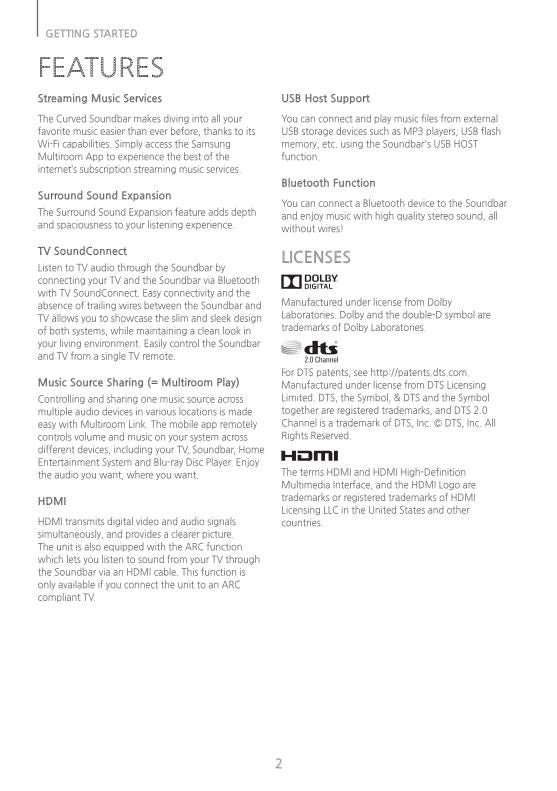 Samsung HWJ7500 HWJ7501 PSWJ7500 Sound Bar System Operating Manual