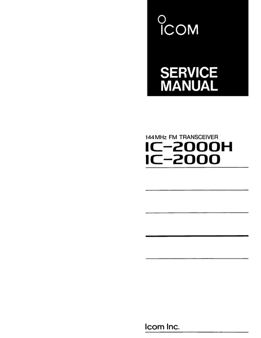Icom IC-2000 & H FM Transceiver Service Manual (Pages: 39)