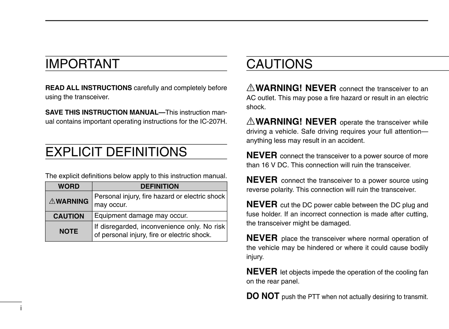 Icom IC-207H VHF/UHF FM Transceiver Owner/ User Manual (Pages: 80)