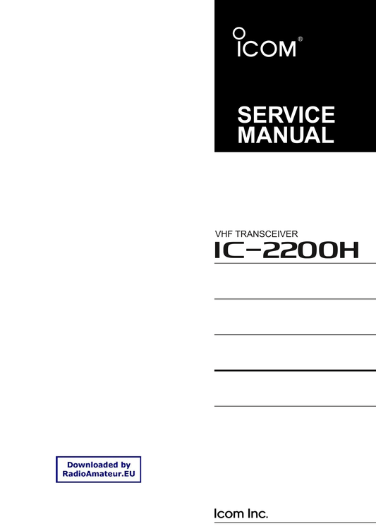 Icom IC-2200 H VHF Transceiver Service Manual (Pages: 76)