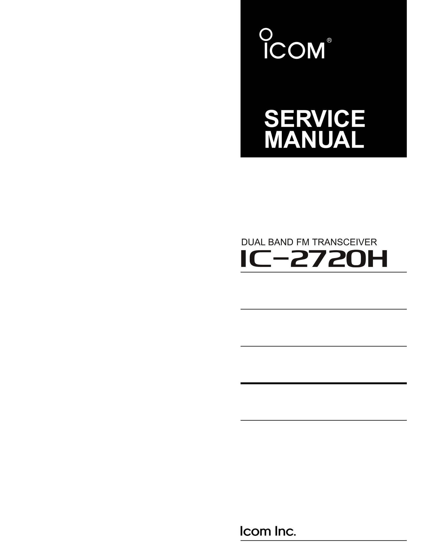 Icom IC-2720 H Dual Band Transceiver Service Manual (Pages: 51)