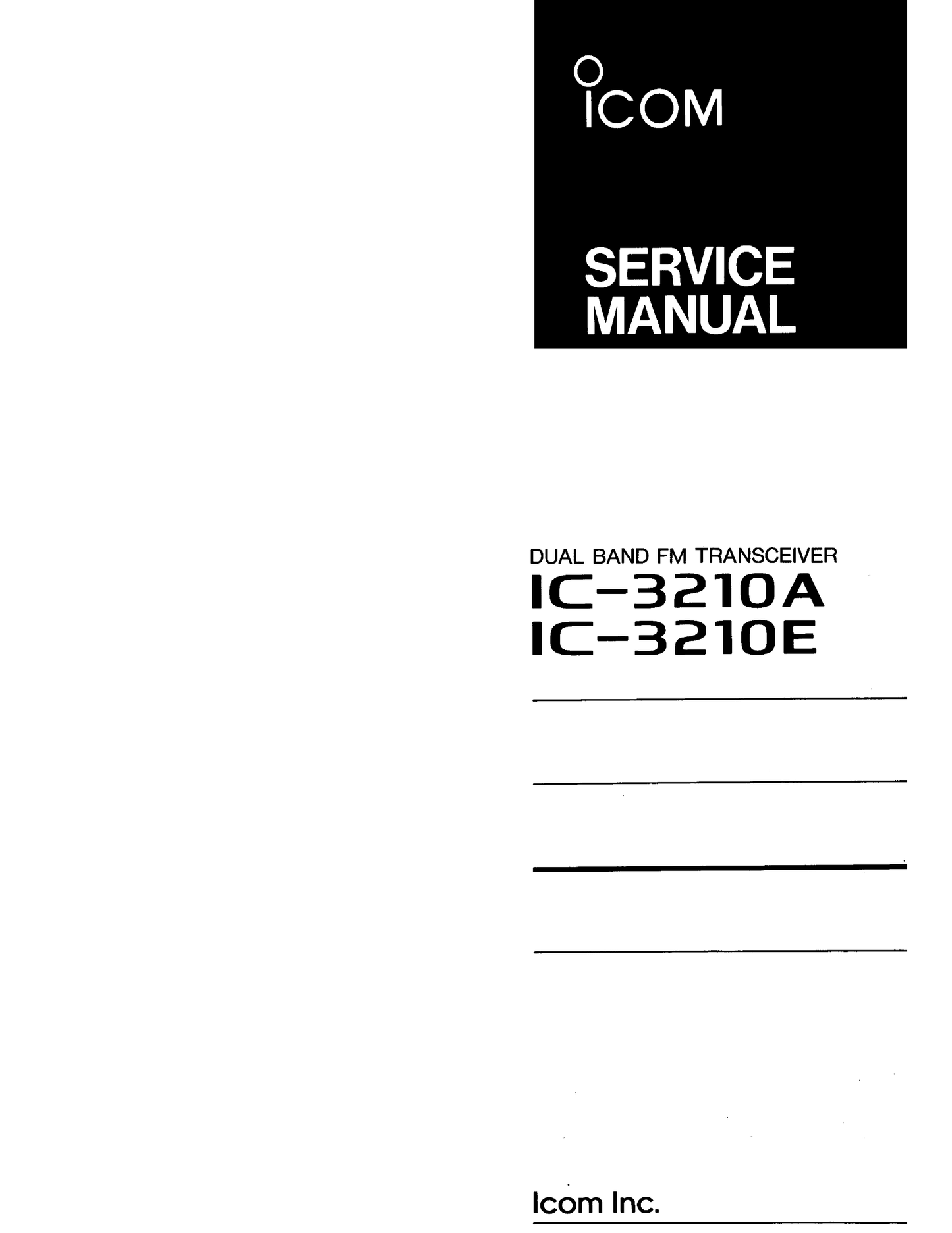 Icom IC-3210 A & E Dual Band Transceiver Service Manual (Pages: 59)