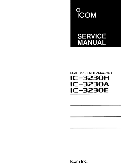 Icom IC-3230 A, E & H Dual Band Transceiver Service Manual (Pages: 68)