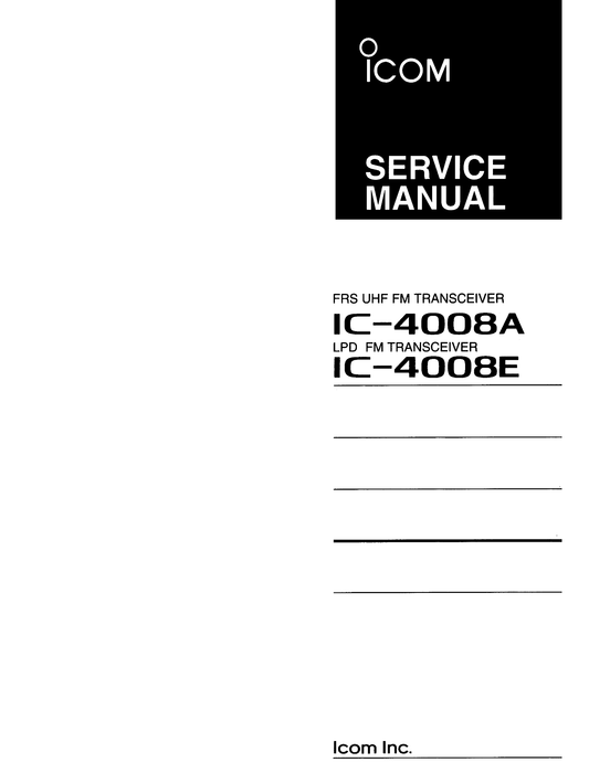 Icom IC-4008 A & E FM Transceiver Service Manual (Pages: 37)