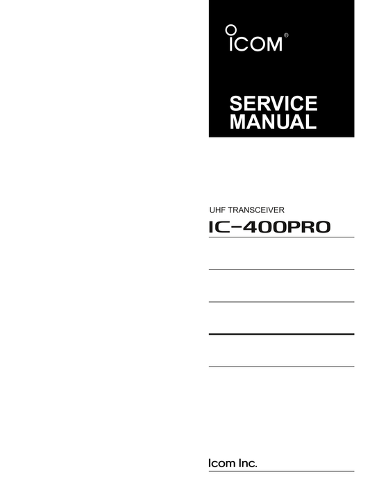 Icom IC-400 PRO UHF Transceiver Service Manual (Pages: 36)