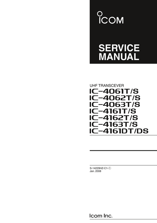 Icom IC-4061, IC-4062 & IC-4063 UHF Transceiver Service Manual (Pages: 47)