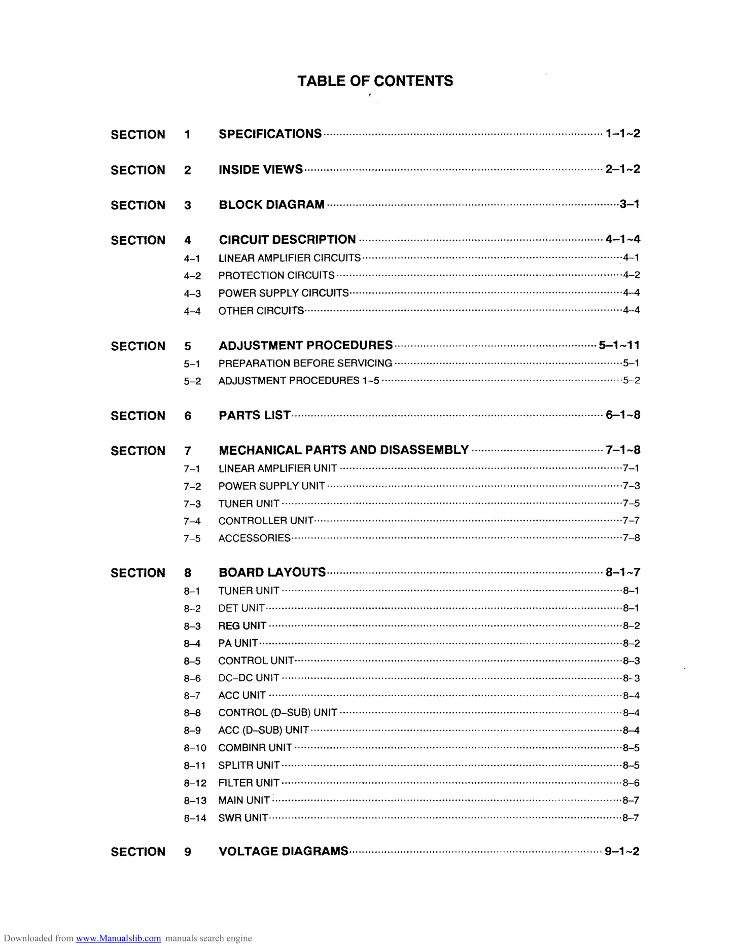 Icom IC-4 KL Linear Amplifier Service Manual (Pages: 60)