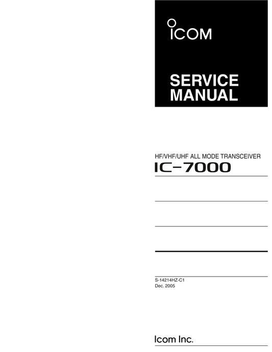 Icom IC-7000 All Mode Transceiver Service Manual (Pages: 92)