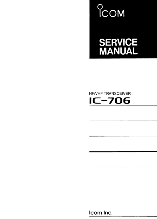 Icom IC-706 HF/VHF Transceiver Service Manual (Pages: 90)