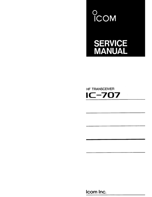 Icom IC-707 HF Transceiver Service Manual (Pages: 72)