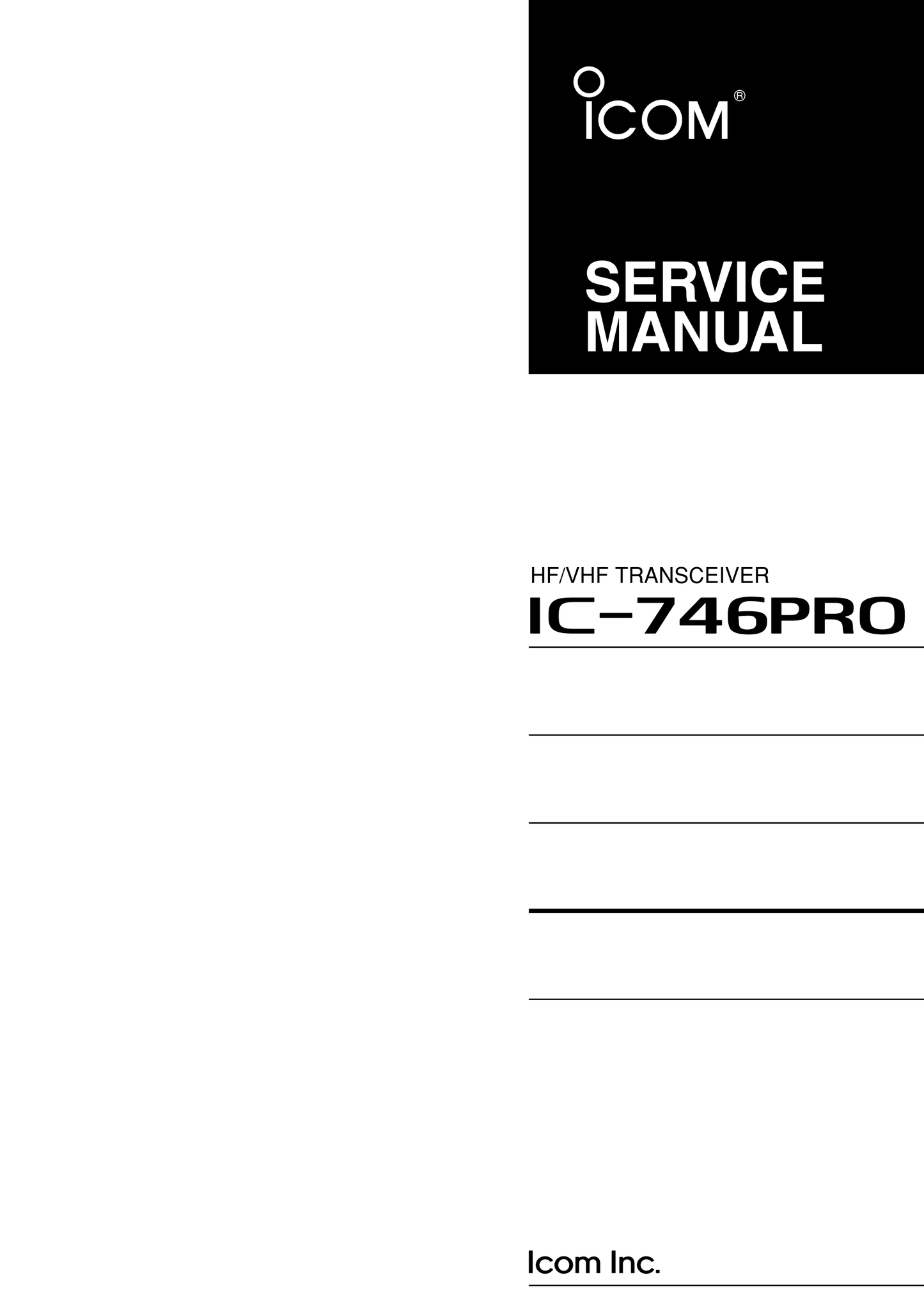 Icom IC-746 PRO HF/VHF Transceiver Service Manual (Pages: 92) – Manuali