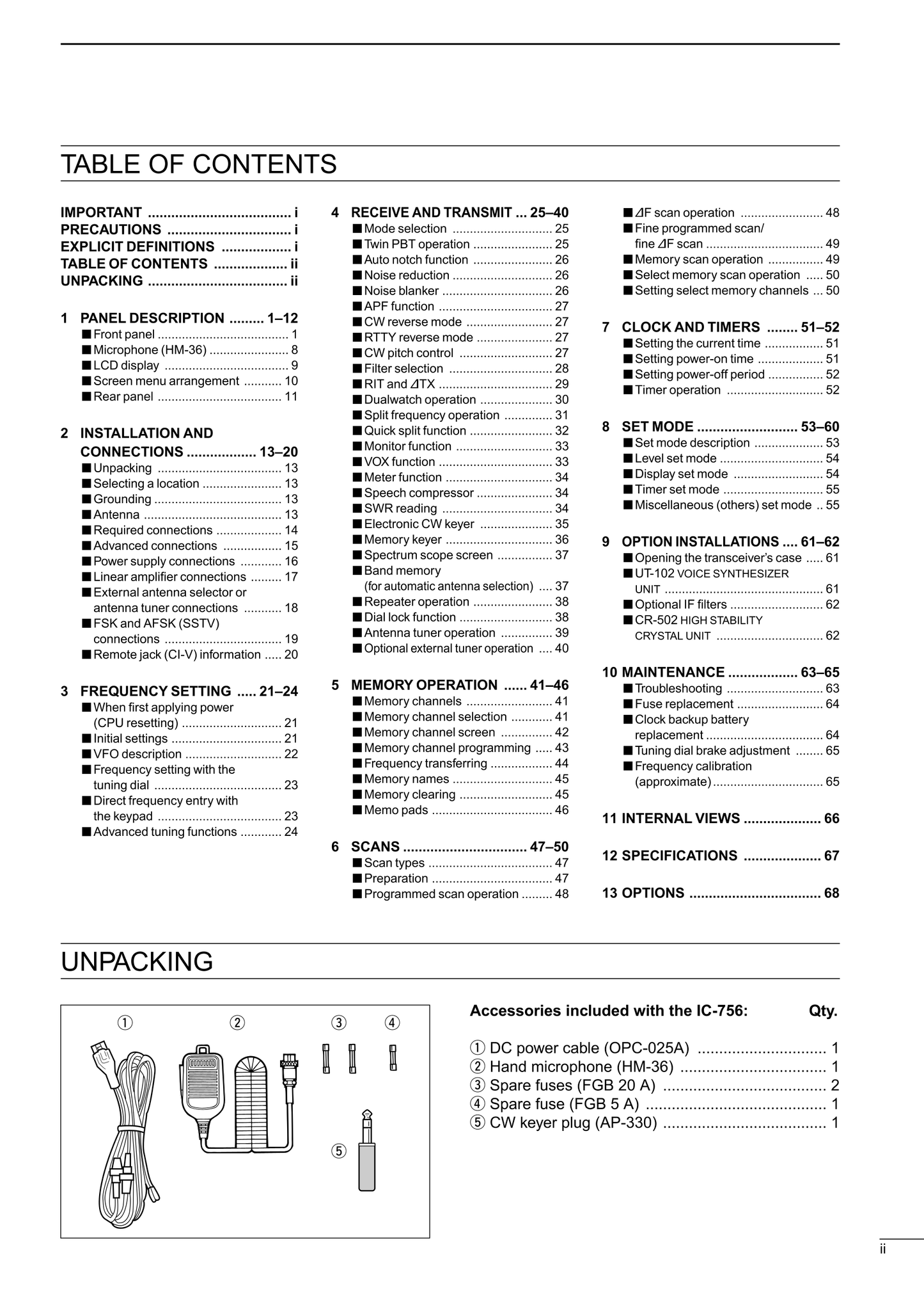 Icom IC-756 All Mode Transceiver Owner/ User Manual (Pages: 72)