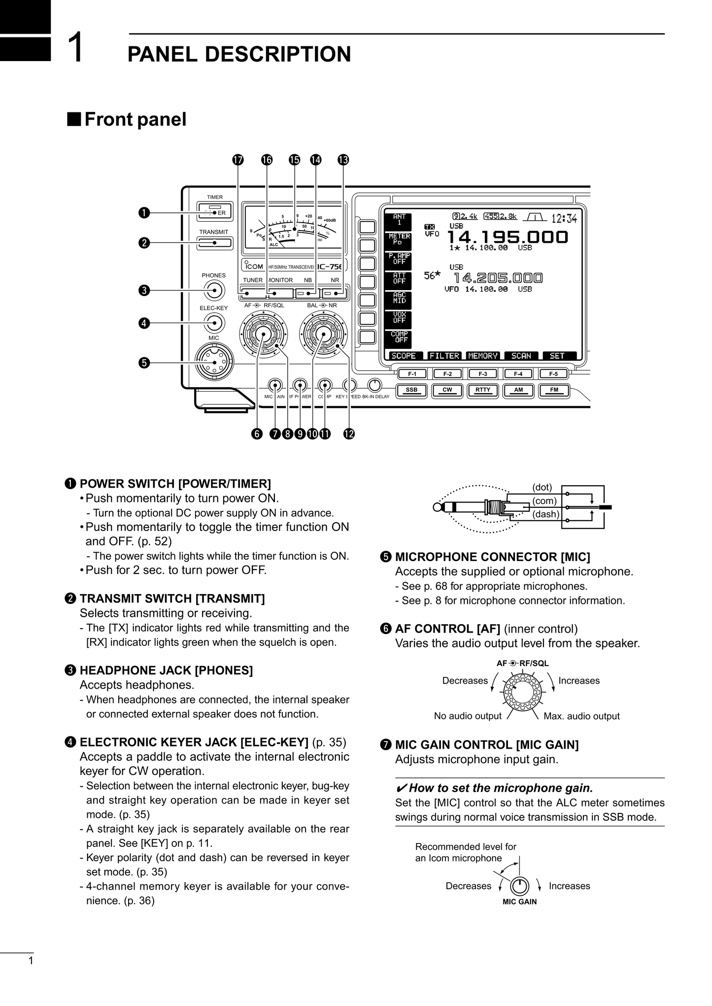 Icom IC-756 All Mode Transceiver Owner/ User Manual (Pages: 72)