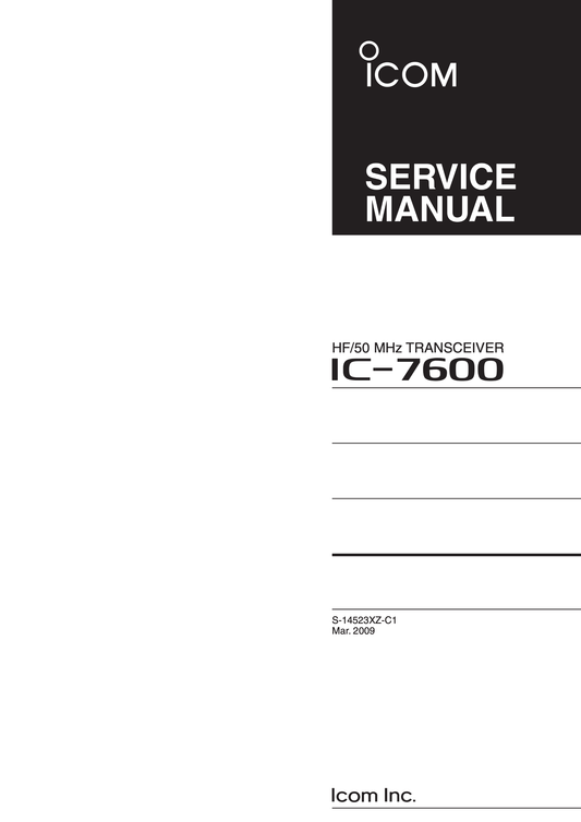 Icom IC-7600 HF Transceiver Service Manual (Pages: 183)